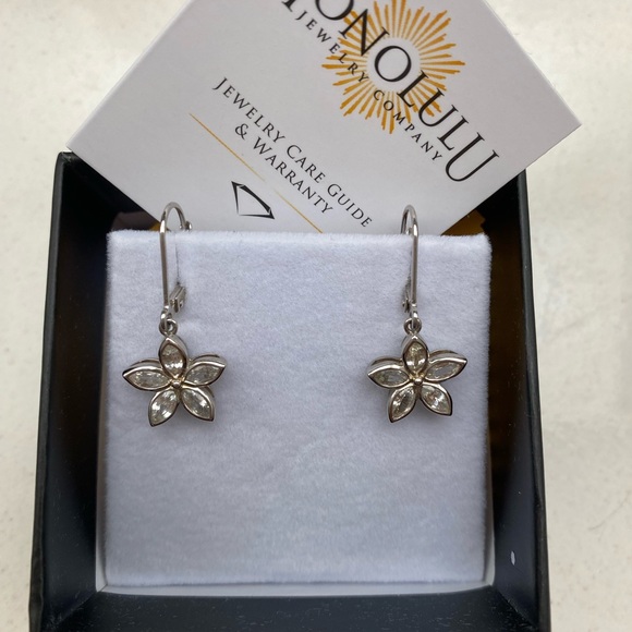 Kaimana Plumeria Leverback Earrings in Sterling Silver, 2.00ct - Picture 6 of 6